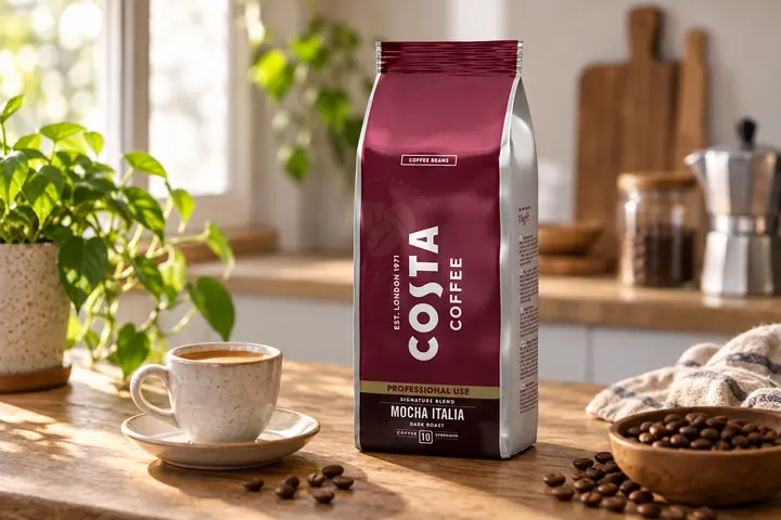 Cafea boabe cu prăjire intensă pentru espresso și cappuccino cu Costa Dark Professional